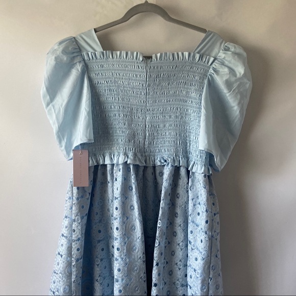 NEW Rachel Parcell Blue Smocked Lace Midi Dress - Picture 6 of 8